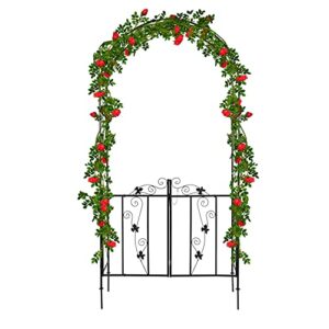 Kintness Garden Arch Arbor with Gate Trellis Arbour Archway for Climbing Plants Outdoor Garden Lawn Backyard …