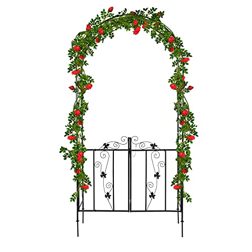 Kintness Garden Arch Arbor with Gate Trellis Arbour Archway for Climbing Plants Outdoor Garden Lawn Backyard …