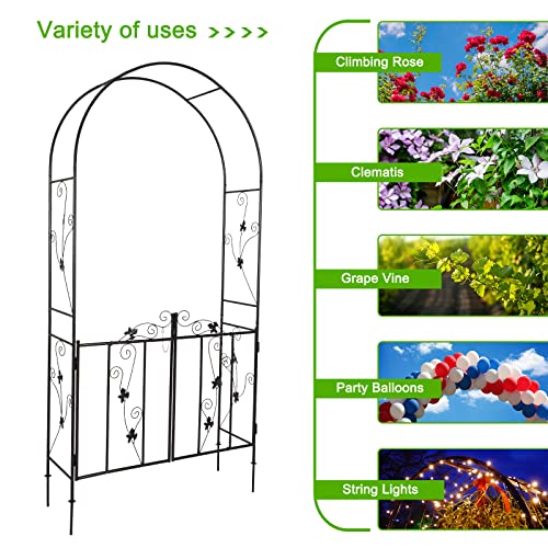 Kintness Garden Arch Arbor with Gate Trellis Arbour Archway for Climbing Plants Outdoor Garden Lawn Backyard …