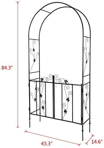 Kintness Garden Arch Arbor with Gate Trellis Arbour Archway for Climbing Plants Outdoor Garden Lawn Backyard …