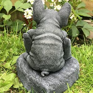 EKDJKK Bulldog Resin Statue, Animal French Bulldog Ornament Figurine Sculpture, Garden Decoration Porch Lawn Welcome Statue for Indoor & Outdoor, Home, Office, Lawn, Patio