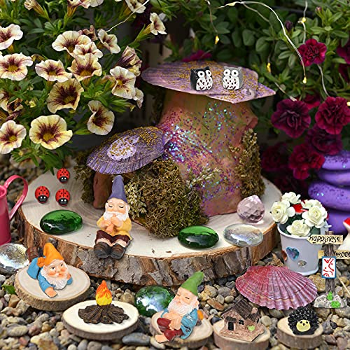 Gnomes Fairy Resin Statues Miniature Fairy Garden Accessories Mini Dwarf Figurine Fairy Miniature Ornament DIY Kit Micro Landscape Ornaments for Outdoor Indoor Patio Yard Lawn Garden (Fire Gnomes)