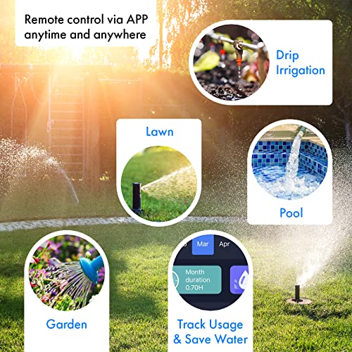 Sainlogic Sprinkler Timer with Wi-Fi Hub, Smart Garden Hose Faucet Timer Programmable Water Timer, Wireless Lawn Sprinkler Controller Irrigation System Valve with Water Flow Meter