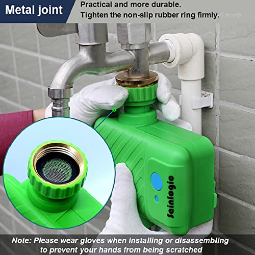 Sainlogic Sprinkler Timer with Wi-Fi Hub, Smart Garden Hose Faucet Timer Programmable Water Timer, Wireless Lawn Sprinkler Controller Irrigation System Valve with Water Flow Meter