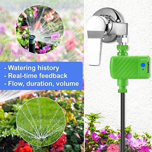 Sainlogic Sprinkler Timer with Wi-Fi Hub, Smart Garden Hose Faucet Timer Programmable Water Timer, Wireless Lawn Sprinkler Controller Irrigation System Valve with Water Flow Meter