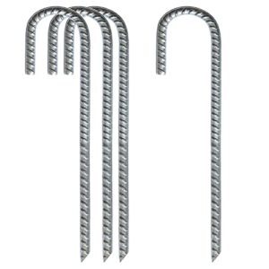 Ground Stakes Anchors Garden Staples Steel Tent Nails Metal Ground Rebar Pegs Heavy Duty Landscape Gardening Pins Stake for Camping Tents Trampoline Fence (12 Inch ,4 Pack)