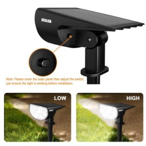 JESLED 6-Pack Solar Spot Lights Outdoor, 2-in-1 Solar Spotlights Outdoor Waterproof IP67, 14 LEDs Cool White Landscaping Lights, for Yard Garden Pool Patio Driveway Walkway