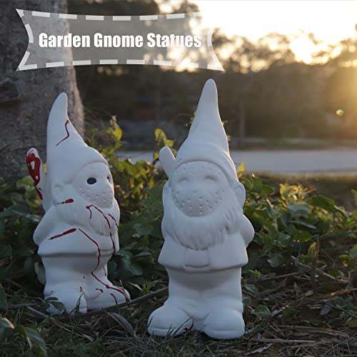 MARSTOP Unpainted Gnome Statue DIY Paint Your Own Gnome Friday The 13th Jason Garden Gnome Decorations Stunning Detail 7.5" Tall