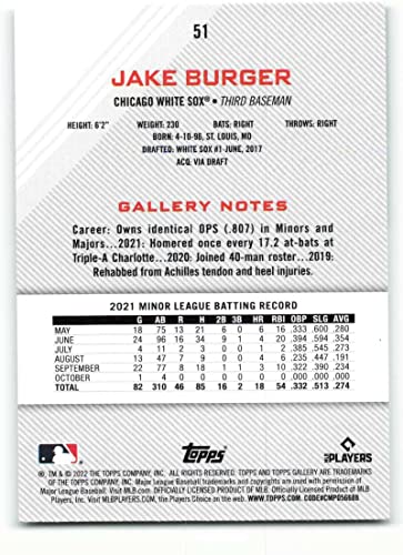 2022 Topps Gallery #51 Jake Burger NM-MT RC Rookie Chicago White Sox Baseball Trading Card MLB