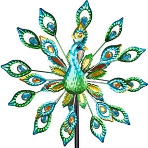 peafowl wind spinners outdoor kinetic wind spinner metal wind catcher large windmills spinner wind sculpture flower wind spinners ornaments for outdoor yard patio lawn garden decorations