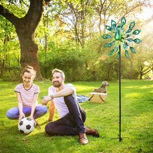 Peafowl Wind Spinners Outdoor Kinetic Wind Spinner Metal Wind Catcher Large Windmills Spinner Wind Sculpture Flower Wind Spinners Ornaments for Outdoor Yard Patio Lawn Garden Decorations