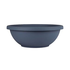 the hc companies 18 inch large garden bowl planter – shallow plant pot with drainage plug for indoor outdoor flowers, herbs, slate blue