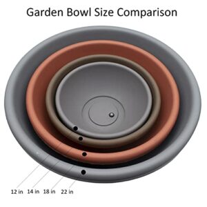 The HC Companies 18 Inch Large Garden Bowl Planter - Shallow Plant Pot with Drainage Plug for Indoor Outdoor Flowers, Herbs, Slate Blue