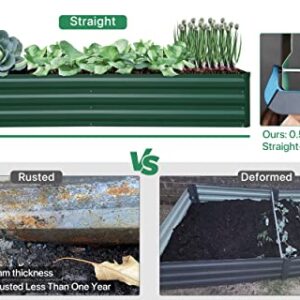 SONFILY Raised Garden Bed Outdoor,Raised Garden Bed for Gardening Garden Boxes Outdoor Metal Raised Garden Beds Galvanized Outdoor,6x3x1ft Green with 2 Packs Plant Support and 1 Pack Glove.