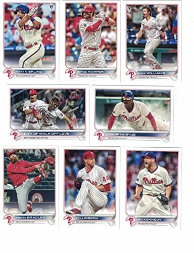 Philadelphia Phillies / 2022 Topps Baseball Team Set (Series 1 and 2) with (24) Cards. PLUS 2021 Topps Phillies Baseball Team Set (Series 1 and 2) with (23) Cards. ***INCLUDES (3) Additional Bonus Cards of Former Phillies Greats Mike Schmidt, Ryan Howard