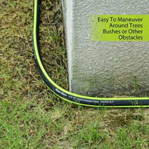 Grace Green Garden Hose,Hybrid 5/8 in.×100FT Water Hose With Zinc Alloy Nozzle, Both End SwivelGrip, Heavy Duty, Light Weight, Flexible