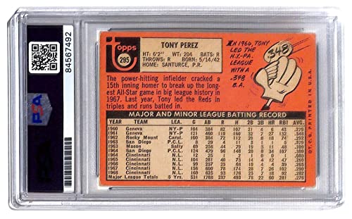 Tony Perez Signed 1969 Topps #295 Autographed Reds PSA/DNA