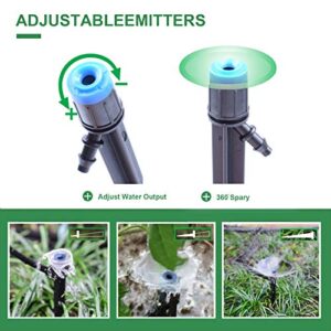 MIXC 50PCS Drip Emitters Fan Shape with Stake Water Flow Adjustable for 1/4 inch Irrigation Tube Hose, 360 Degree Sprayer Perfect for Irrigation System Watering Kits for Garden Patio Lawn Flower Bed
