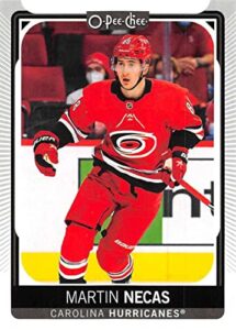 2021-22 o-pee-chee #411 martin necas carolina hurricanes official nhl hockey card from upper deck in raw (nm or better) condition
