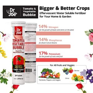 Dr. Joe Tomato & Vegetable Bubble Plant Food - Water Soluble Fertilizer (14 Fizzing Tablets, Makes 14 Gallons, 14-14-17)