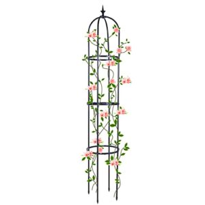 trellis for climbing plants outdoor, deaunbr garden plant support tall tower obelisk vine cages plastic coated rustproof metal pipe supports for outdoor indoor, potted plants, tomato, rose – 1 pack