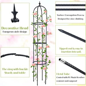 Trellis for Climbing Plants Outdoor, deaunbr Garden Plant Support Tall Tower Obelisk Vine Cages Plastic Coated Rustproof Metal Pipe Supports for Outdoor Indoor, Potted Plants, Tomato, Rose - 1 Pack