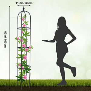 Trellis for Climbing Plants Outdoor, deaunbr Garden Plant Support Tall Tower Obelisk Vine Cages Plastic Coated Rustproof Metal Pipe Supports for Outdoor Indoor, Potted Plants, Tomato, Rose - 1 Pack