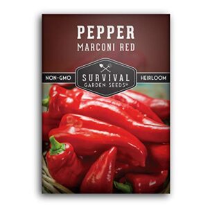 survival garden seeds – marconi red pepper seed for planting – packet with instructions to plant and grow long sweet italian peppers in your home vegetable garden – non-gmo heirloom variety