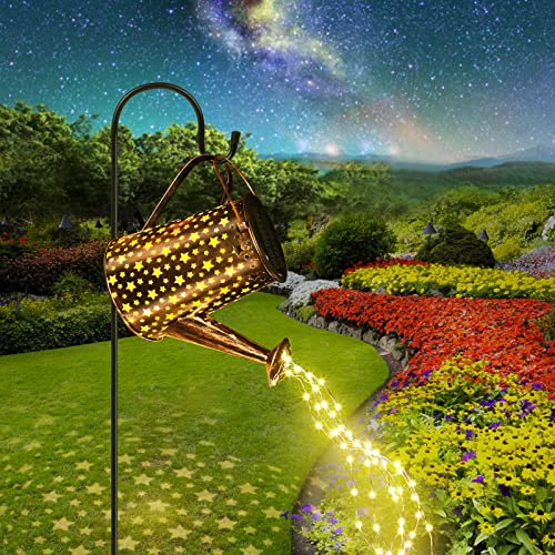 Solar Lights Outdoor Garden Decor,LUKATU Solar Watering Can with 90 LED Lights Waterproof Large Metal Hanging Lantern Outside Garden Decorations for Yard Porch Patio Pathway Gardening Gift