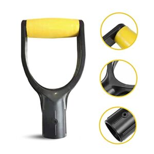 Plastic Spade Handle Shovel D Grip Handle, 32mm Inner Diameter Spade Snow Shovel Handle, Spade Snow Scoop Digging Raking Tools Hand Protect Garden Accessorie for Snow Shovel Digging Raking (Yellow)