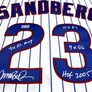 Ryne Sandberg Signed Autographed Chicago Cubs Jersey Inscribed NL MVP, HOF, GG, AS TRISTAR COA