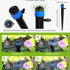 HIRALIY 91.8FT/28m Drip Irrigation Kits for Plant, Patio Watering System for Flower Beds, Automatic Irrigation Equipment Set for Garden Fruit Orchards and Shrubs, 1/4" Drip tubing and Two-ways Adapter