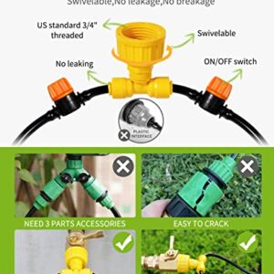 HIRALIY 91.8FT/28m Drip Irrigation Kits for Plant, Patio Watering System for Flower Beds, Automatic Irrigation Equipment Set for Garden Fruit Orchards and Shrubs, 1/4" Drip tubing and Two-ways Adapter