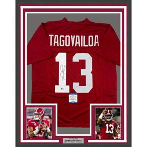 framed autographed/signed tua tagovailoa 33×42 alabama red college football jersey beckett bas coa