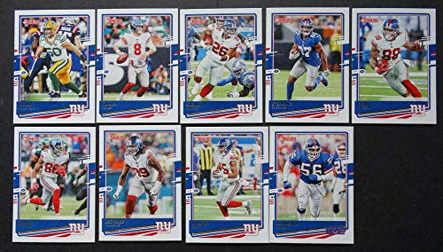 2020 Donruss Veteran Football New York Giants Team Set of 9 Cards: Blake Martinez(#109), Daniel Jones(#183), Saquon Barkley(#184), Sterling Shepard(#185), Evan Engram(#186), Darius Slayton(#187), Leonard Williams(#188), Golden Tate III(#189), Lawrence Tay