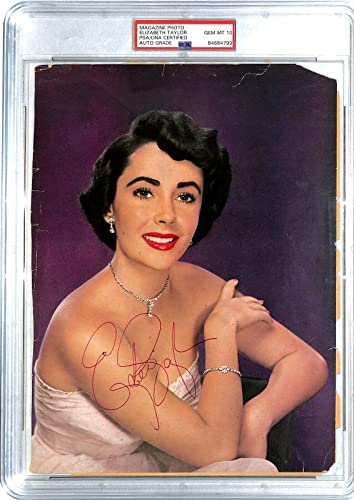 ELIZABETH TAYLOR Signed Autograph Magazine Photo Graded PSA/DNA 10 SLABBED & JSA