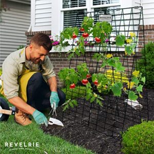 Revelrie 34”WX48”H Frame Trellis for Cucumbers - Foldable Cucumber Trellis for Raised Bed & In-Ground - Steel Climbing Plants Support for Vines, Vegetables - 328 Feet Twist Ties