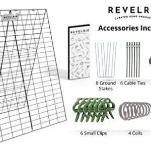 Revelrie 34”WX48”H Frame Trellis for Cucumbers - Foldable Cucumber Trellis for Raised Bed & In-Ground - Steel Climbing Plants Support for Vines, Vegetables - 328 Feet Twist Ties