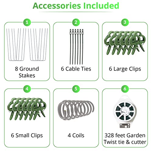 Revelrie 34”WX48”H Frame Trellis for Cucumbers - Foldable Cucumber Trellis for Raised Bed & In-Ground - Steel Climbing Plants Support for Vines, Vegetables - 328 Feet Twist Ties