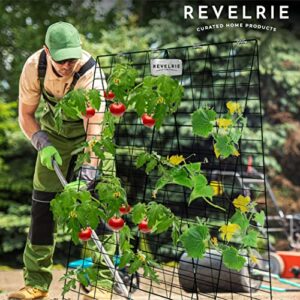 Revelrie 34”WX48”H Frame Trellis for Cucumbers - Foldable Cucumber Trellis for Raised Bed & In-Ground - Steel Climbing Plants Support for Vines, Vegetables - 328 Feet Twist Ties