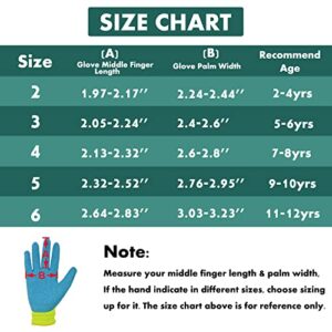 Kids Gardening Gloves, 3 Pairs Non-Slip Garden Gloves for Kids, 5 Sizes for Toddlers, Preschooler, Schoolchild, Preteen, Childrens Rubber Coated Yard Work Gloves (Size 4 (Age 7-8 Year Old))