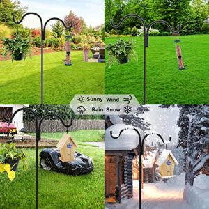 Gtongoko 92 Inch Adjustable Double Shepherd Hook with 5 Prong Base, 5/8 Inch Thick Heavy Duty Bird Feeder Pole for Bird Feeder Lanterns Weddings Decor 1 Pack