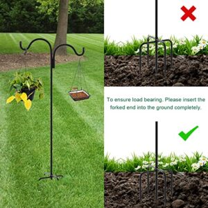 Gtongoko 92 Inch Adjustable Double Shepherd Hook with 5 Prong Base, 5/8 Inch Thick Heavy Duty Bird Feeder Pole for Bird Feeder Lanterns Weddings Decor 1 Pack