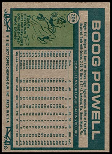 1977 Topps # 206 Boog Powell Cleveland Indians (Baseball Card) EX Indians