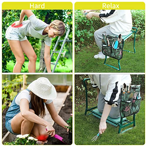 Asgens Garden Kneeler and Seat Stool with Large Tool Pocket and Soft Kneeling Pad Heavy Duty Garden Foldable Bench for Gardening Lovers