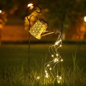 CAITRAD Solar Watering Can with Lights Outdoor,Hanging Large Solar Lantern Metal Lights Decorative Yard Art Waterproof LED Garden Lights,for Table Patio Yard Walkway Pathway Lawn Decorations