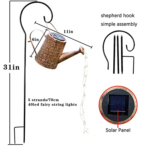 CAITRAD Solar Watering Can with Lights Outdoor,Hanging Large Solar Lantern Metal Lights Decorative Yard Art Waterproof LED Garden Lights,for Table Patio Yard Walkway Pathway Lawn Decorations