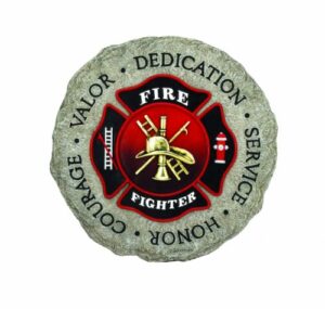 spoontiques firefighter stepping stone – garden décor – decorative stone for patio home lawn and yard