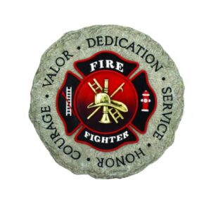 Spoontiques Firefighter Stepping Stone - Garden Décor - Decorative Stone for Patio Home Lawn and Yard