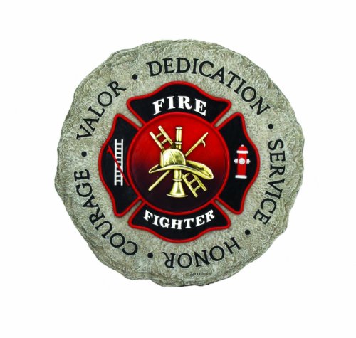 Spoontiques Firefighter Stepping Stone - Garden Décor - Decorative Stone for Patio Home Lawn and Yard